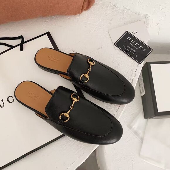 Gucci Princetown Mules Black Leather - Picture 1 of 6